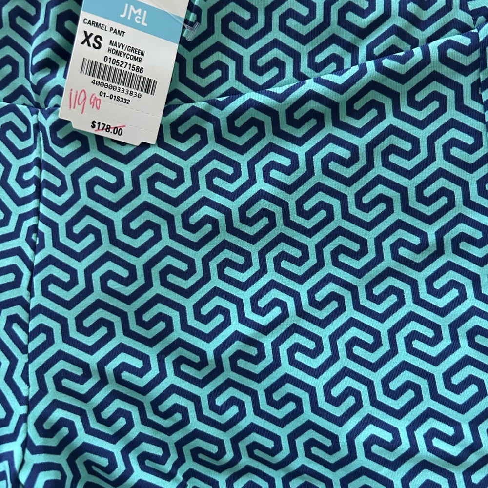 J. McLaughlin Navy and Green Carmel Pant
